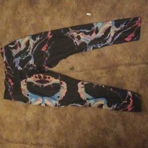 Abstract black and rainbow leggings lotus brand